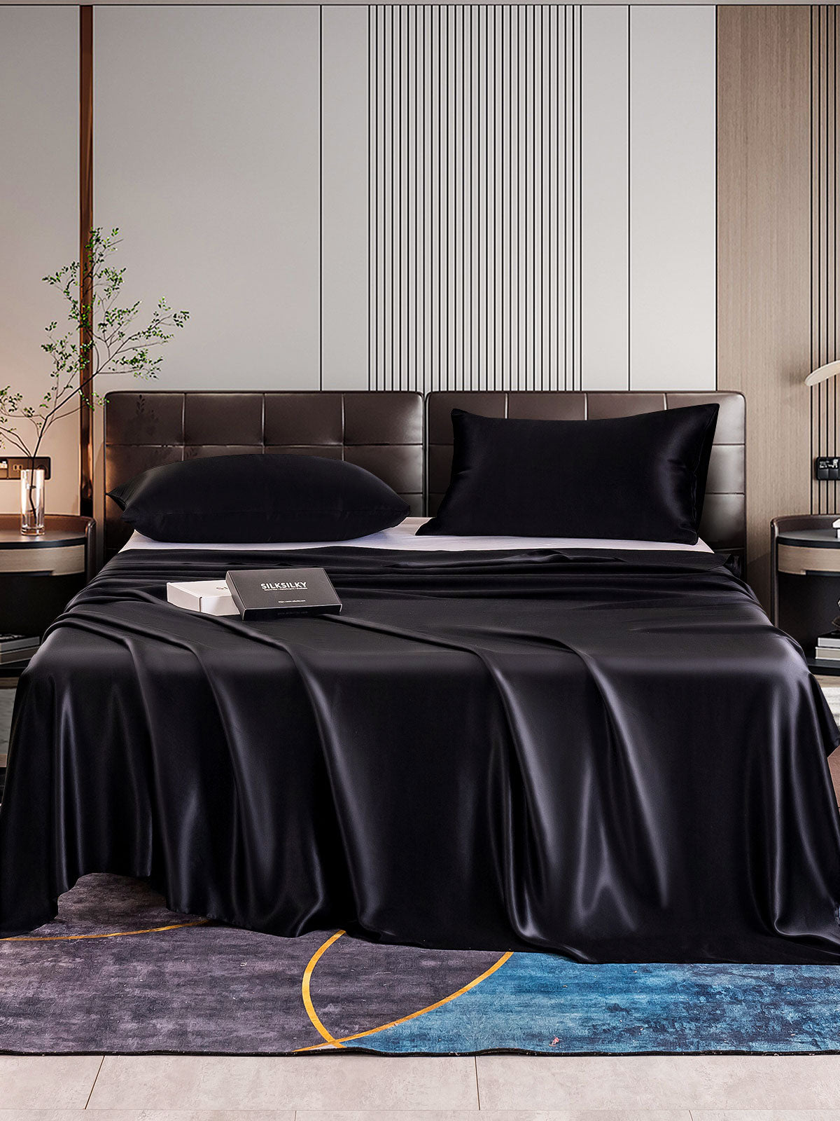 [Black] SilkSilky-UK 22Momme Pure Silk Bedding Set 001