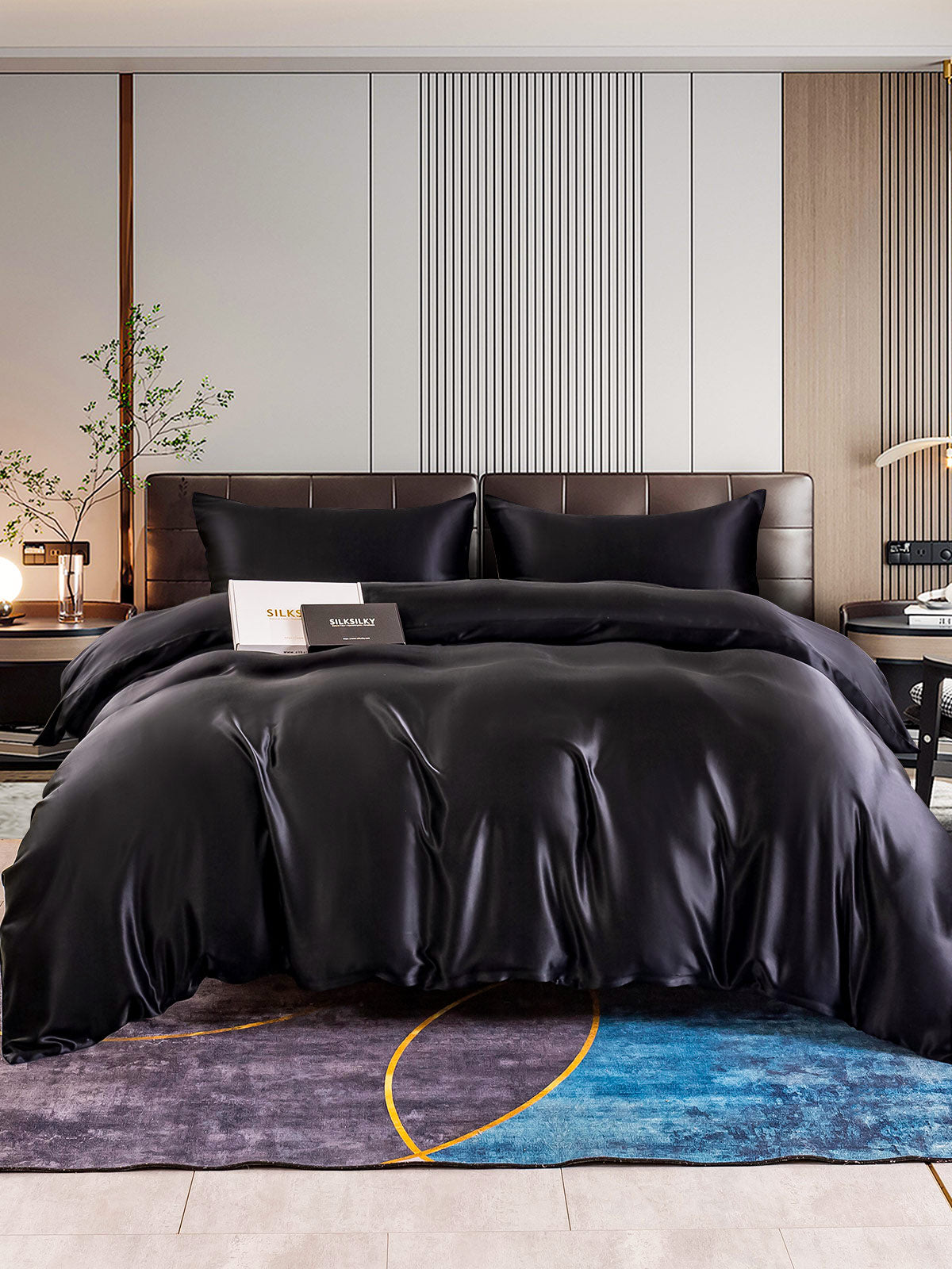 [Black] SilkSilky-UK 22Momme Pure Silk Bedding Set 001