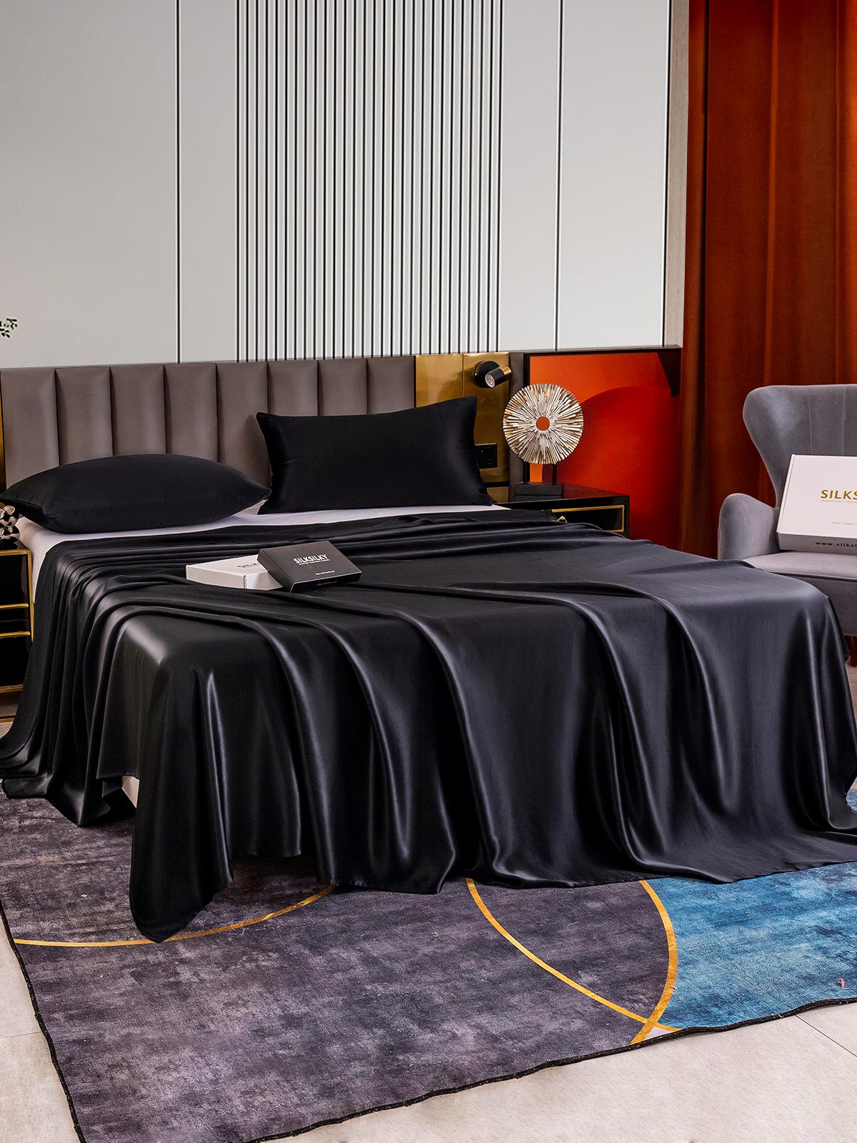 [Black] SilkSilky-UK 22Momme Pure Silk Bedding Set 003