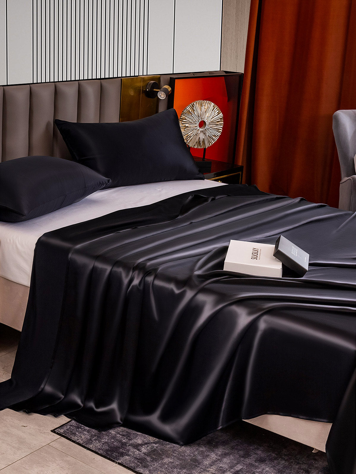 [Black] SilkSilky-UK 22Momme Pure Silk Bedding Set 004