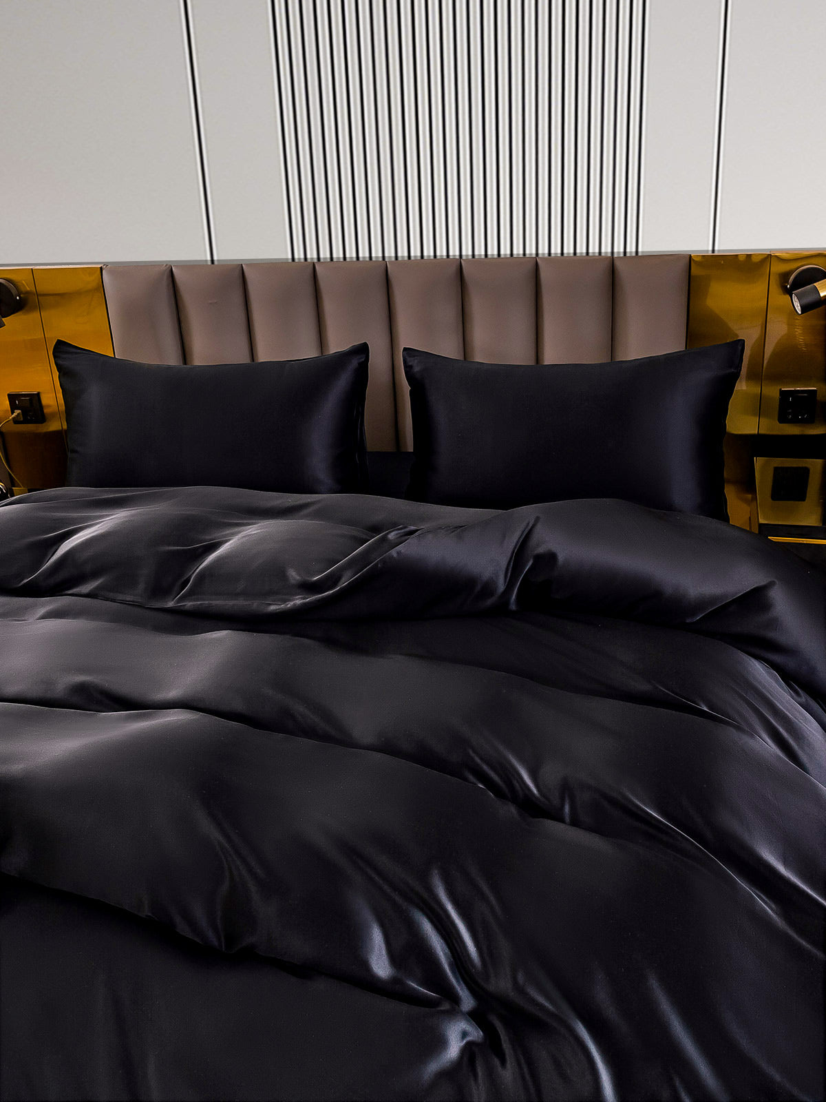 [Black] SilkSilky-UK 22Momme Pure Silk Bedding Set 004