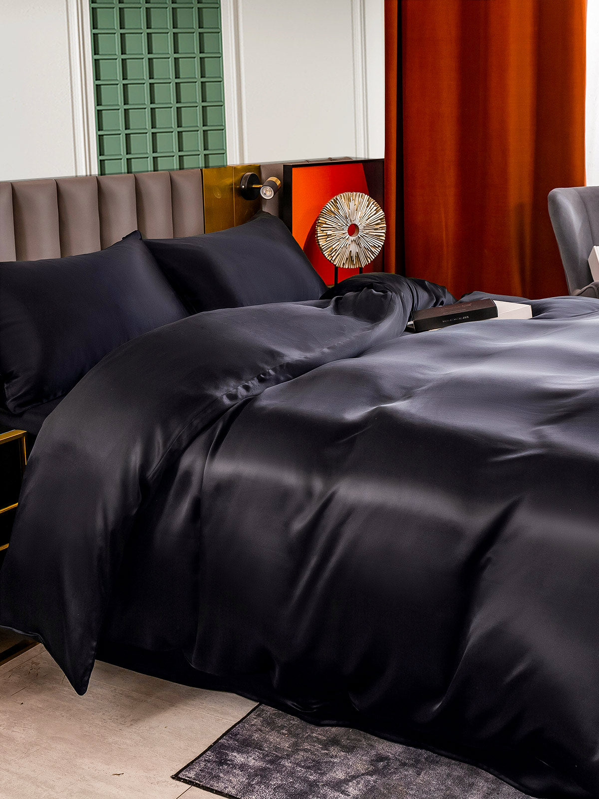 [Black] SilkSilky-UK 25Momme Pure Silk Bedding Set 003