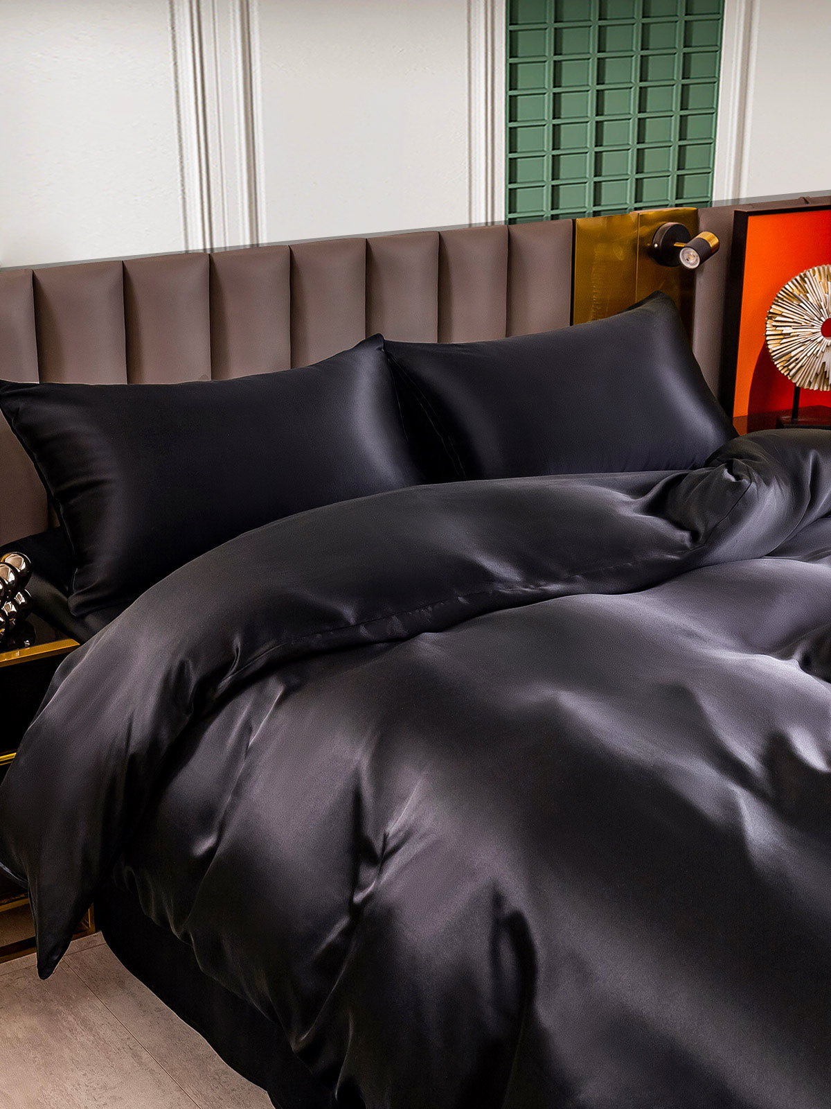 [Black] SilkSilky-UK 25Momme Pure Silk Bedding Set 004