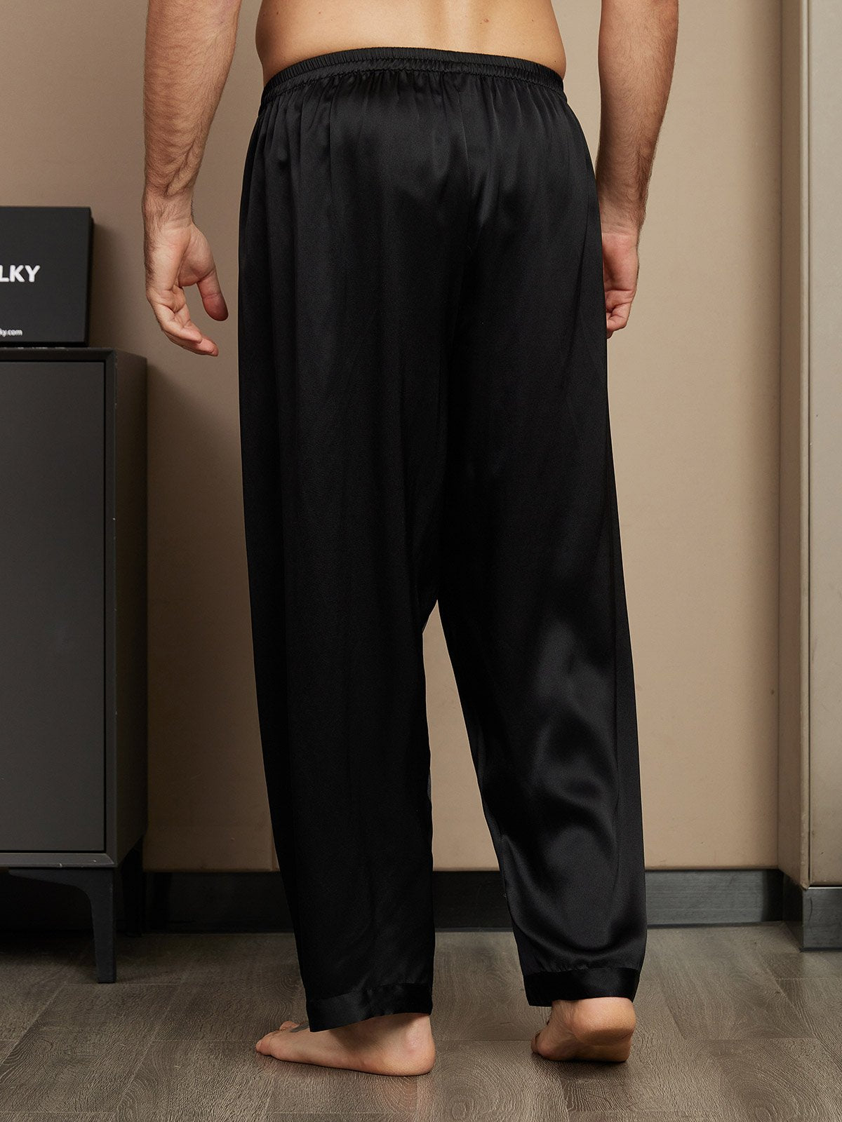 [Black] SilkSilky-UK Pure Silk Mens Sleep Bottoms 002