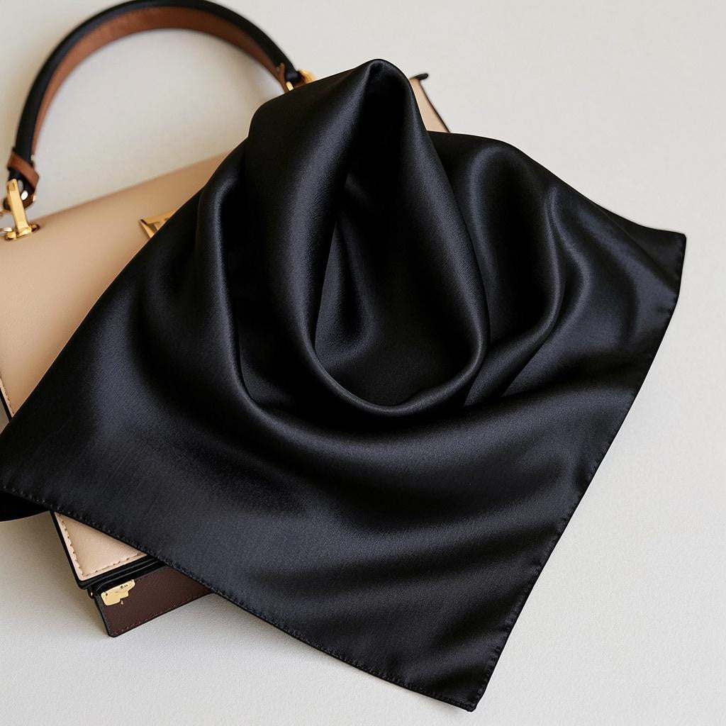 [Black] SilkSilky-UK Pure Silk Scarf 002