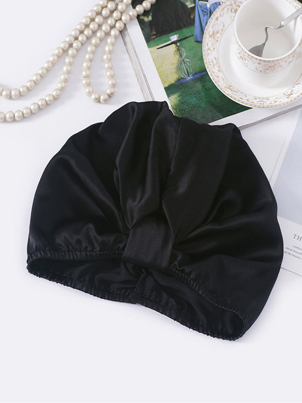 [Black] SilkSilky-UK Pure Silk Sleep Cap 002