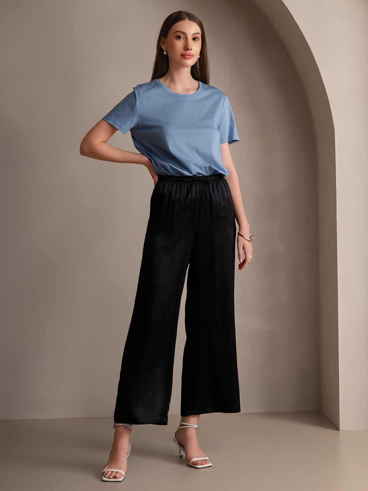 [Black] SilkSilky-UK Pure Silk Womens Pants 001