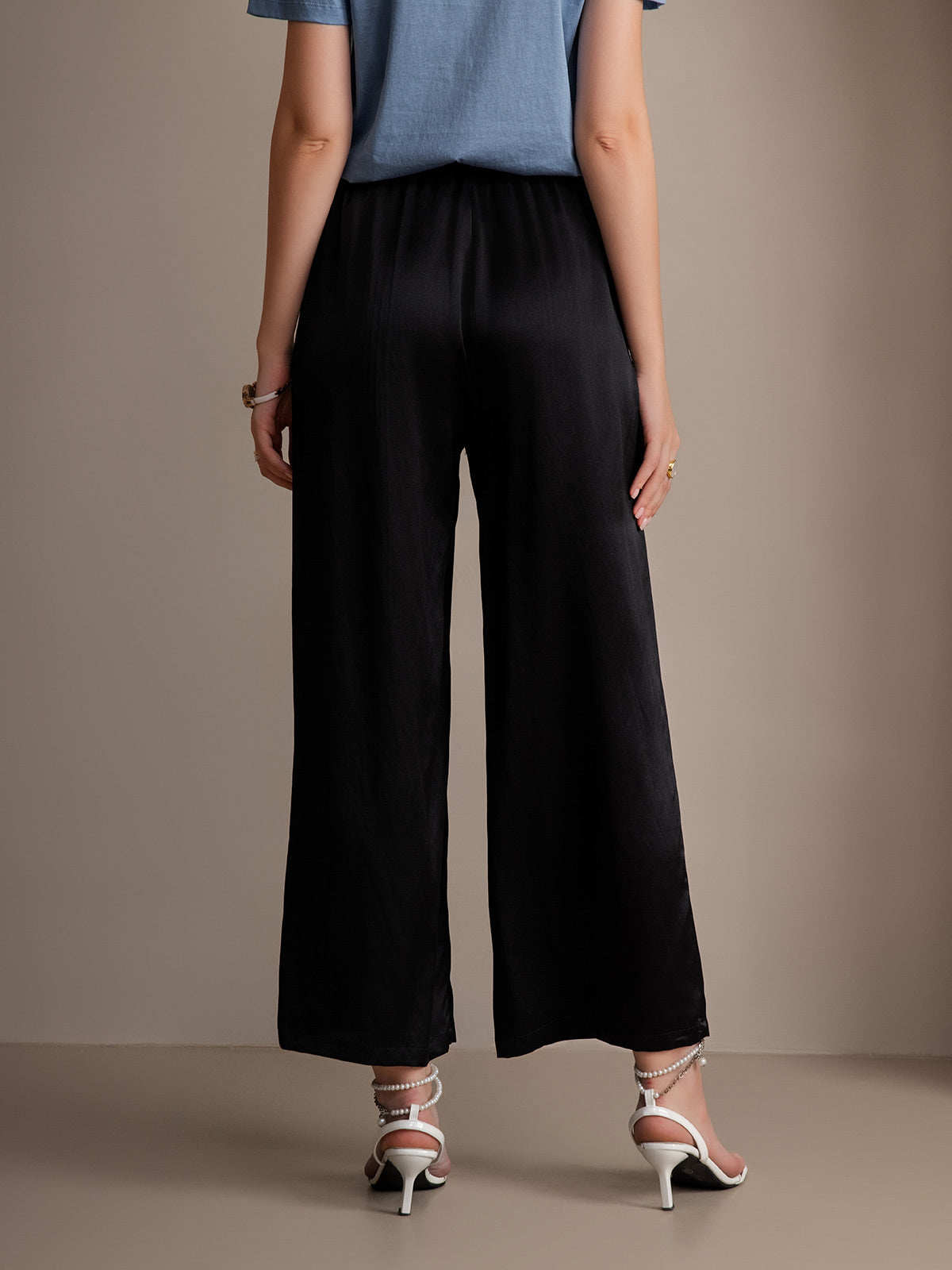 [Black] SilkSilky-UK Pure Silk Womens Pants 002