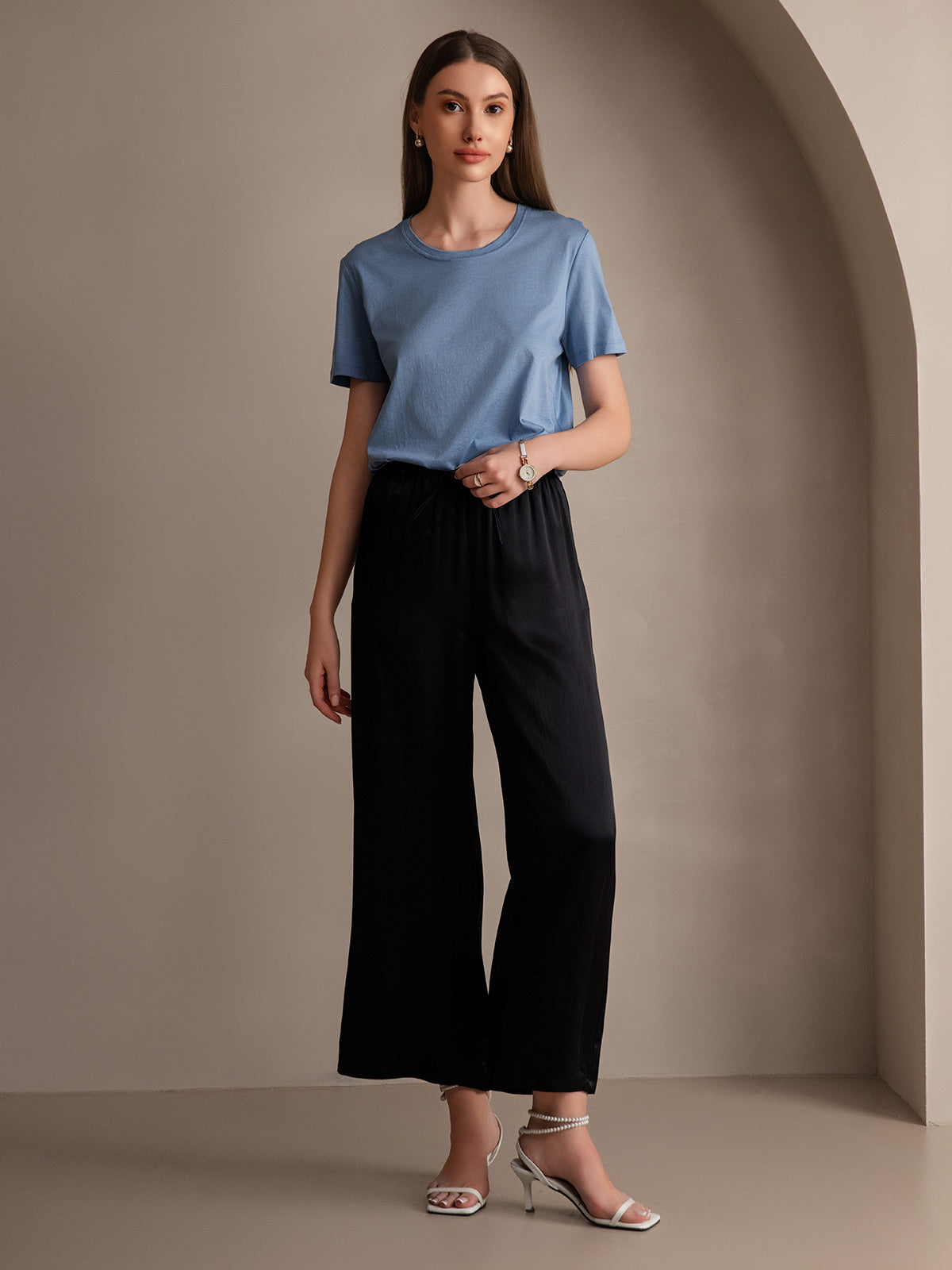 [Black] SilkSilky-UK Pure Silk Womens Pants 005