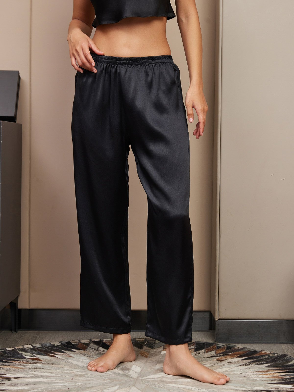 [Black] SilkSilky-UK Pure Silk Womens Sleep Bottoms 003