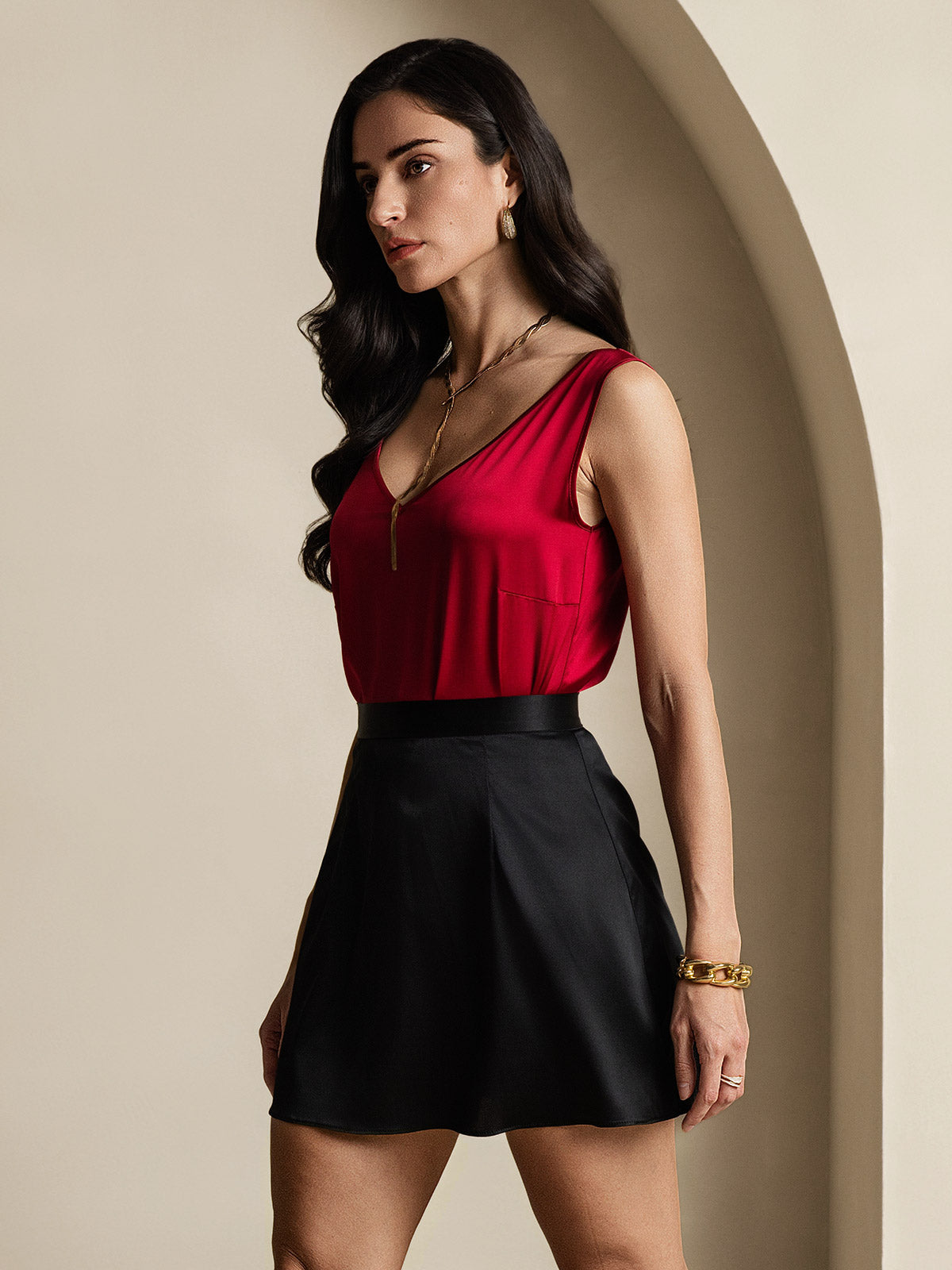 [Black] SilkSilky-UK 19Momme Silk Skirt 002