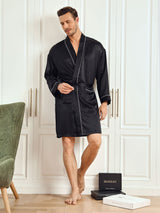 [Black] SilkSilky-UK Long Sleeve Men's Dressing Gown 003
