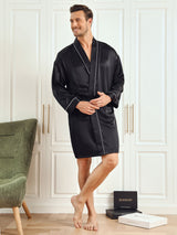 [Black] SilkSilky-UK Long Sleeve Men's Dressing Gown 004