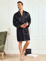 [Black] SilkSilky-UK Long Sleeve Men's Dressing Gown 006