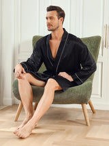 [Black] SilkSilky-UK Long Sleeve Men's Dressing Gown 007