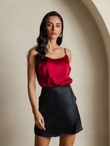 [Black] SilkSilky-UK Pure Silk Wrap Skirt 003