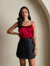 [Black] SilkSilky-UK Pure Silk Wrap Skirt 004