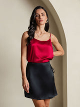 [Black] SilkSilky-UK Pure Silk Wrap Skirt 005
