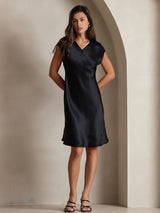 [Black] SilkSilky-UK Sleeveless V Neck Dress 001