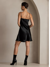 [Black] SilkSilky-UK Spaghetti Strap V Neck Dress 002