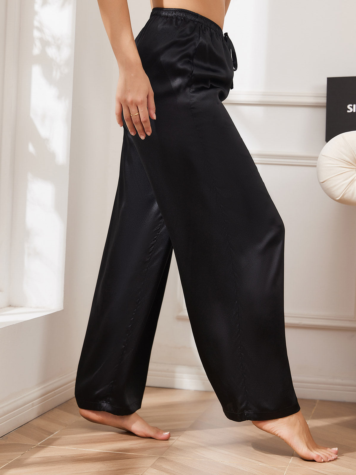 [Black] SilkSilky-UK Pure Silk Womens Pants 003
