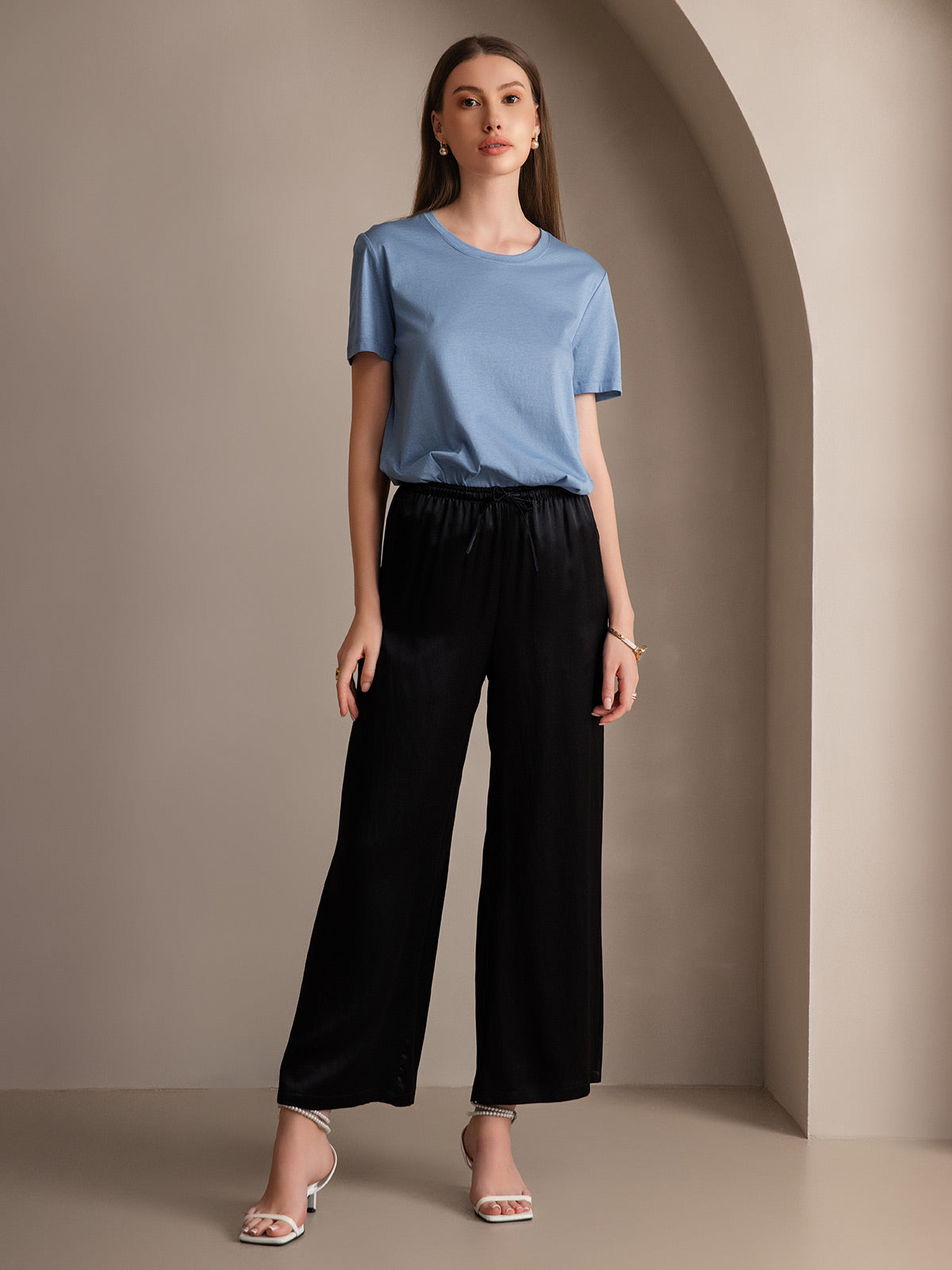 [Black] SilkSilky-UK Pure Silk Womens Pants 004