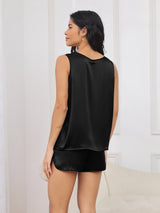[Black] SilkSilky-UK Sleeveless Round Neck Women's Pyjamas 002