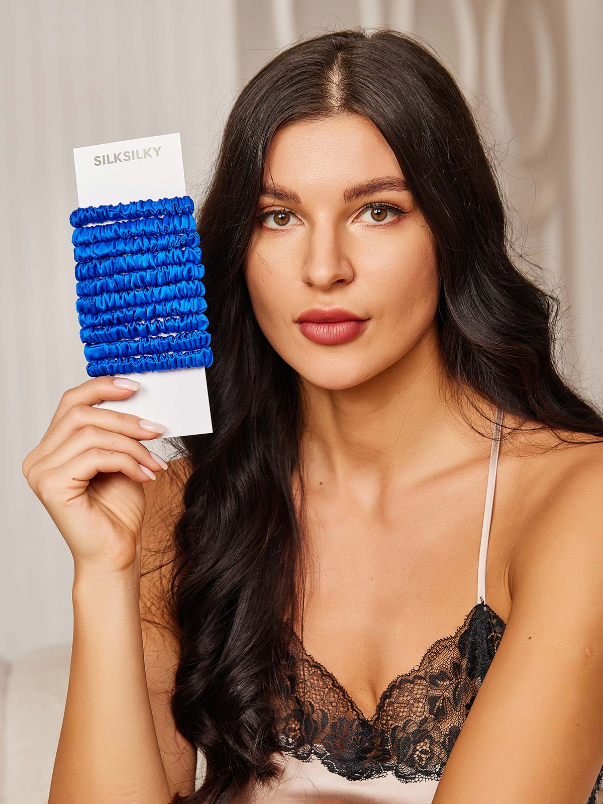 [Blue] SilkSilky-UK 19Momme Pure Silk Scrunchie 002