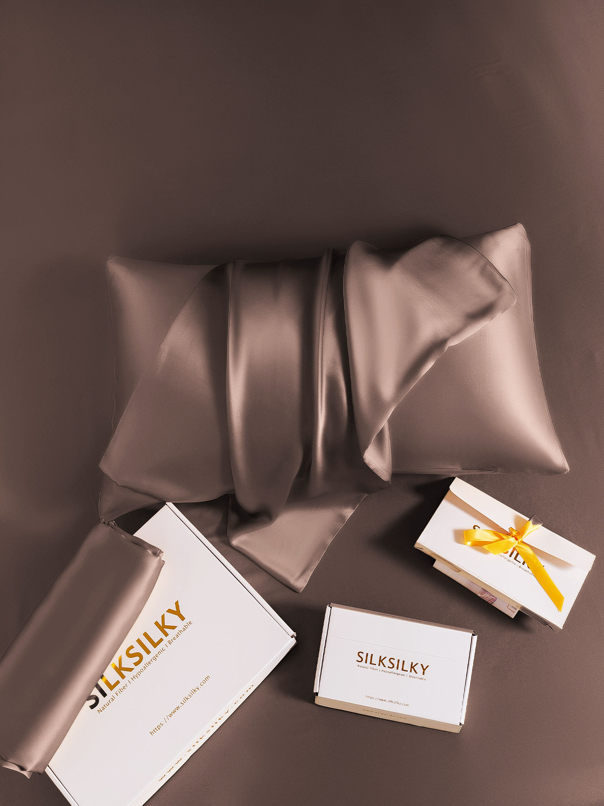 [Brown] SilkSilky-UK 19Momme Pure Silk Pillowcase 007