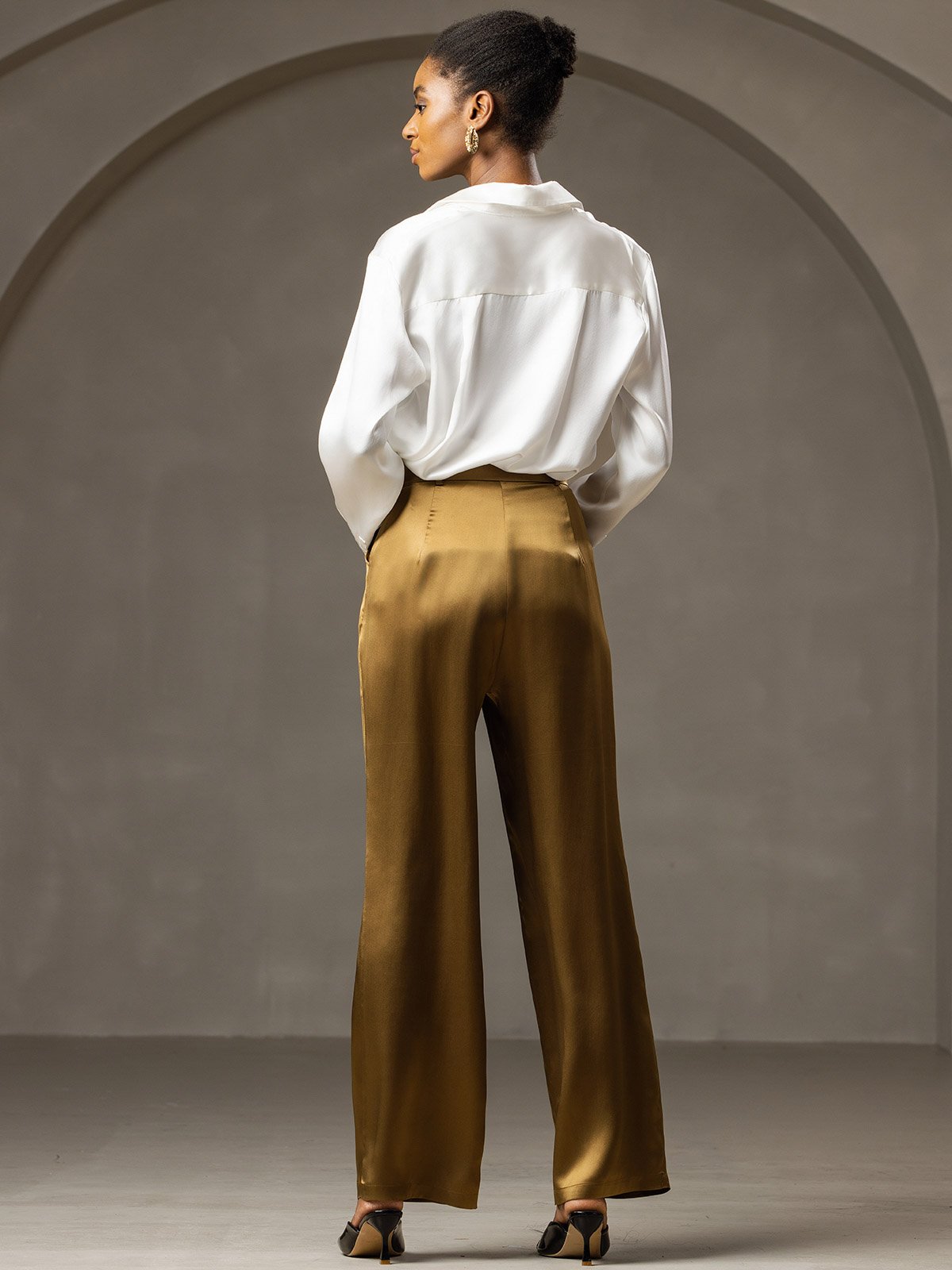 [Brown] SilkSilky-UK 19Momme Silk Womens Pants 002