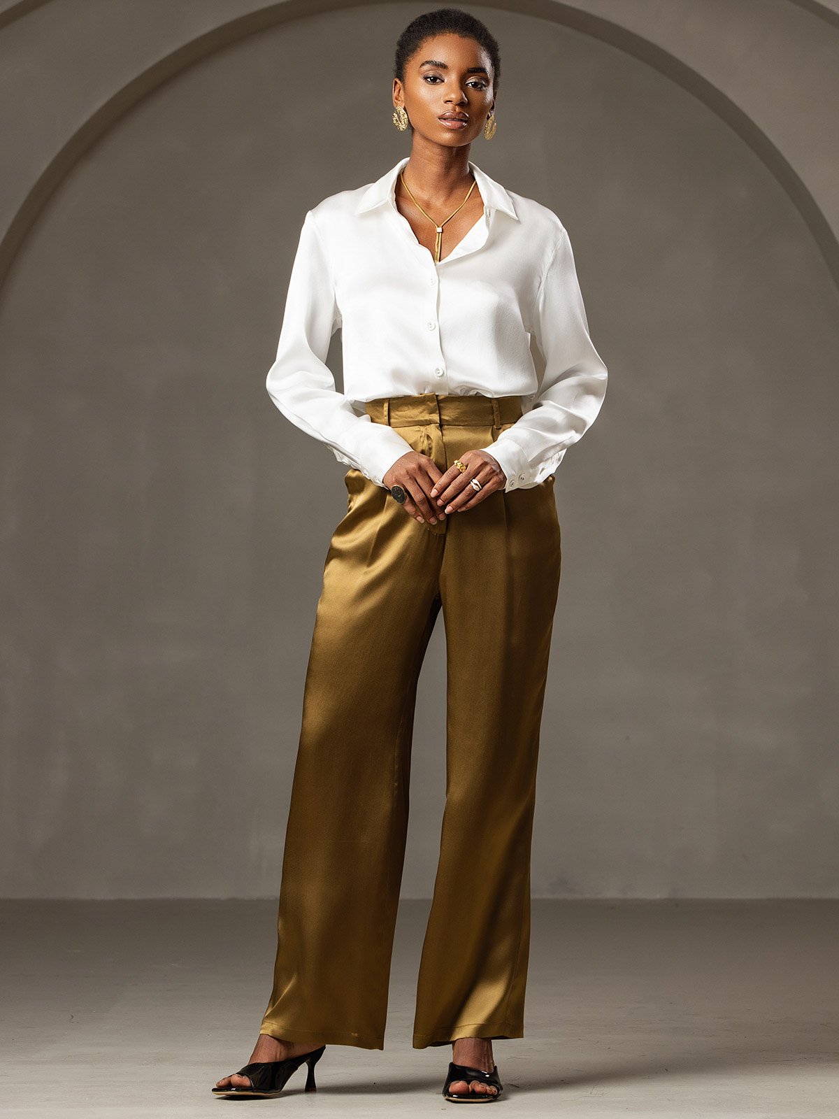 [Brown] SilkSilky-UK 19Momme Silk Womens Pants 003
