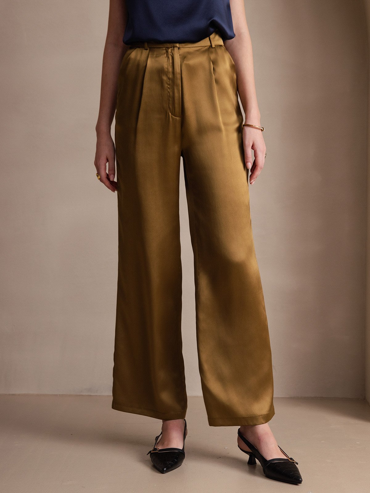 [Brown] SilkSilky-UK 19Momme Silk Womens Pants 005
