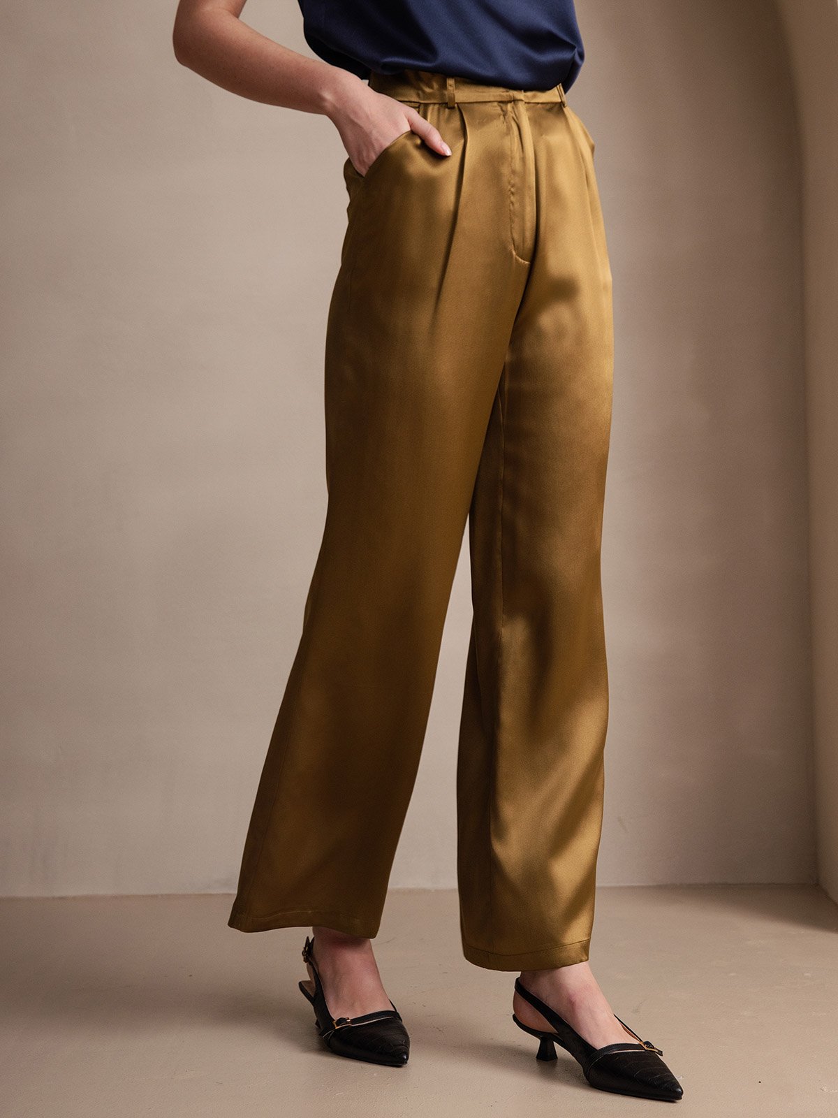 [Brown] SilkSilky-UK 19Momme Silk Womens Pants 006
