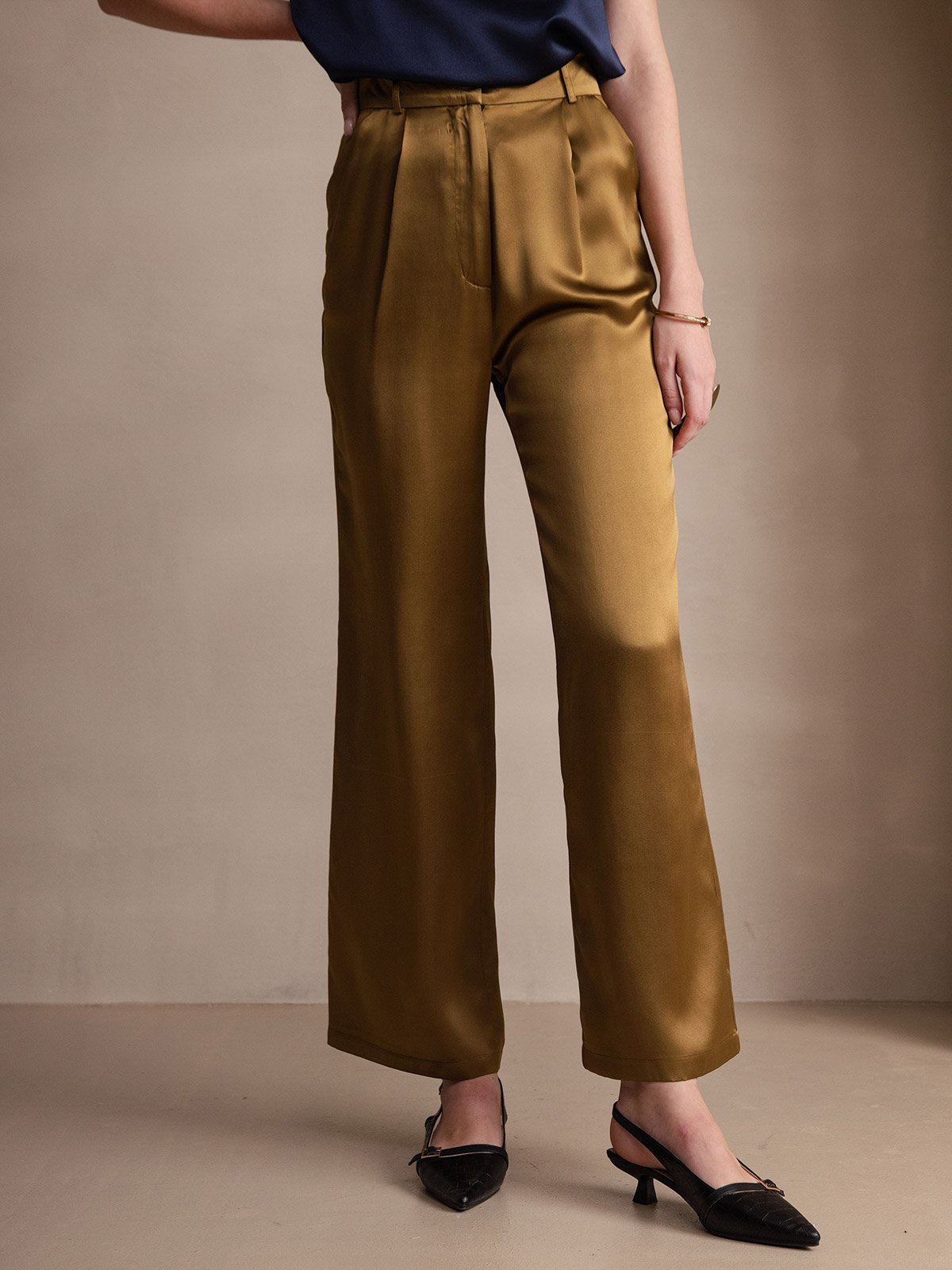 [Brown] SilkSilky-UK 19Momme Silk Womens Pants 007