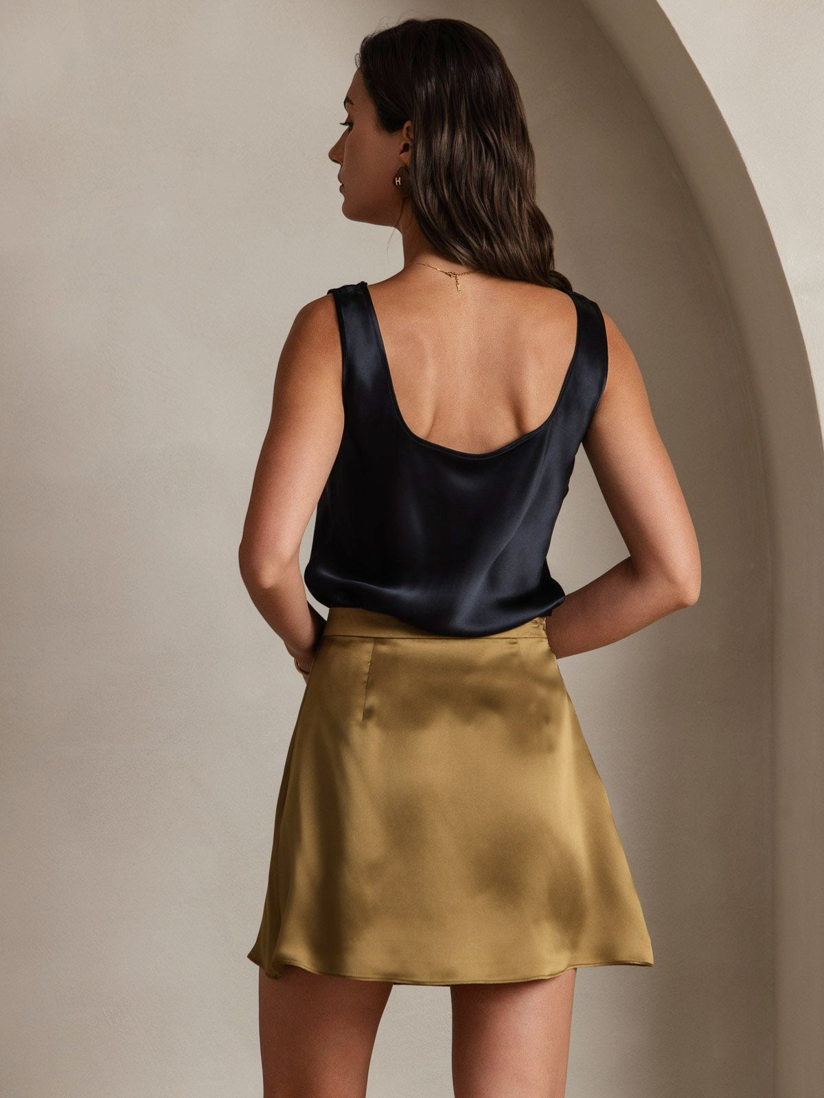 [Brown] SilkSilky-UK 19Momme Silk Skirt 002