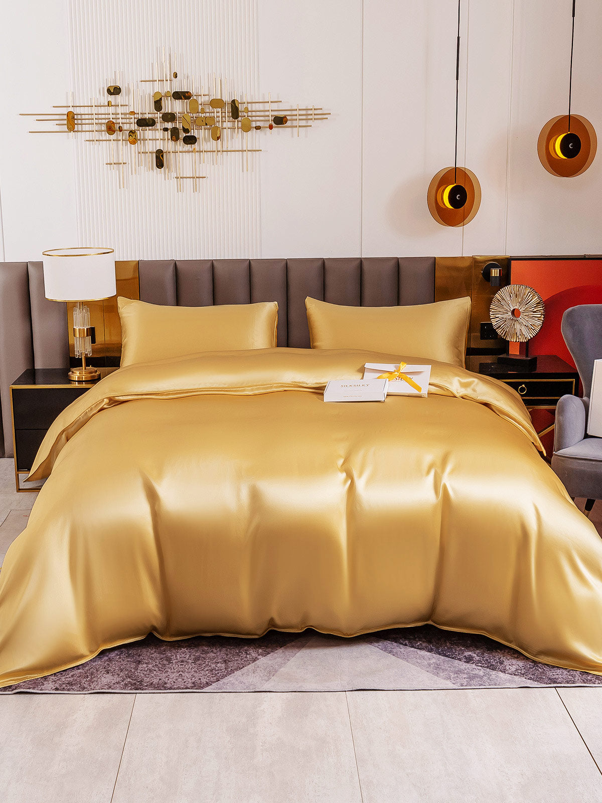 [Champagne] SilkSilky-UK 19Momme Pure Silk Bedding Set 002