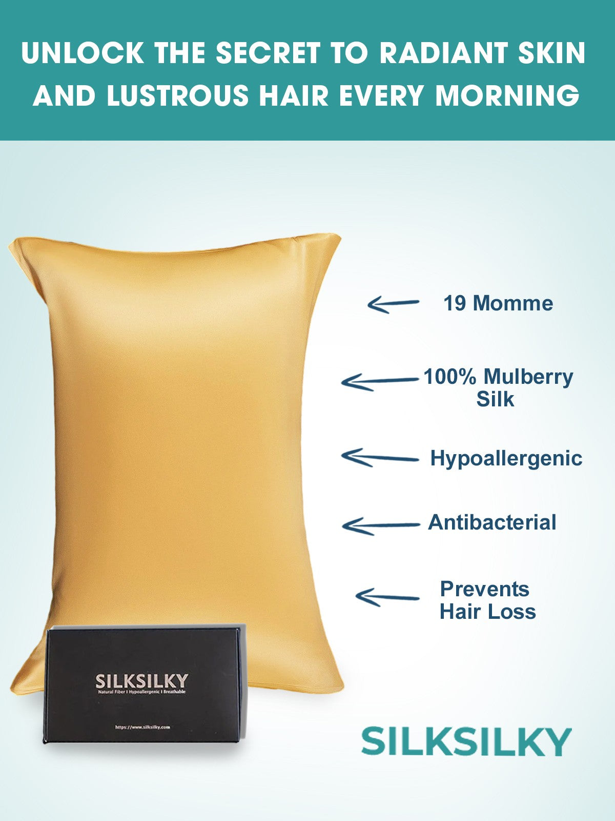 [Champagne] SilkSilky-UK 19Momme Pure Silk Pillowcase 003