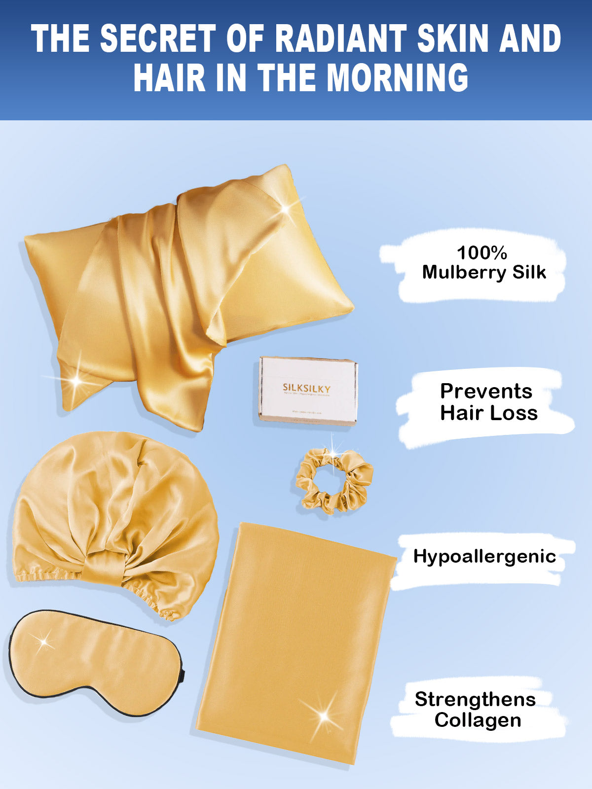 [Champagne] SilkSilky-UK 19Momme Pure Silk Pillowcase Set 002