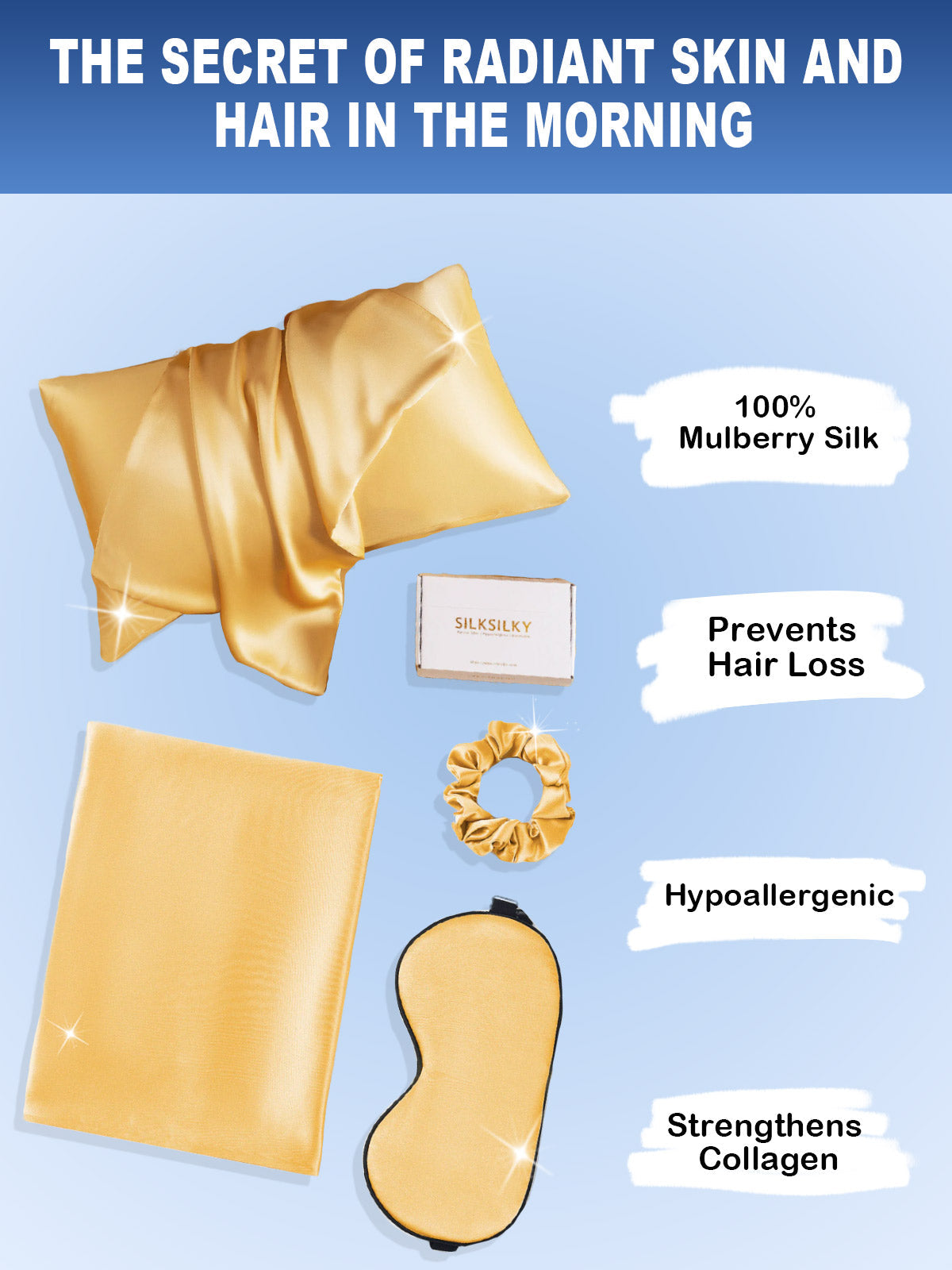 [Champagne] SilkSilky-UK 19Momme Pure Silk Pillowcase Set 002