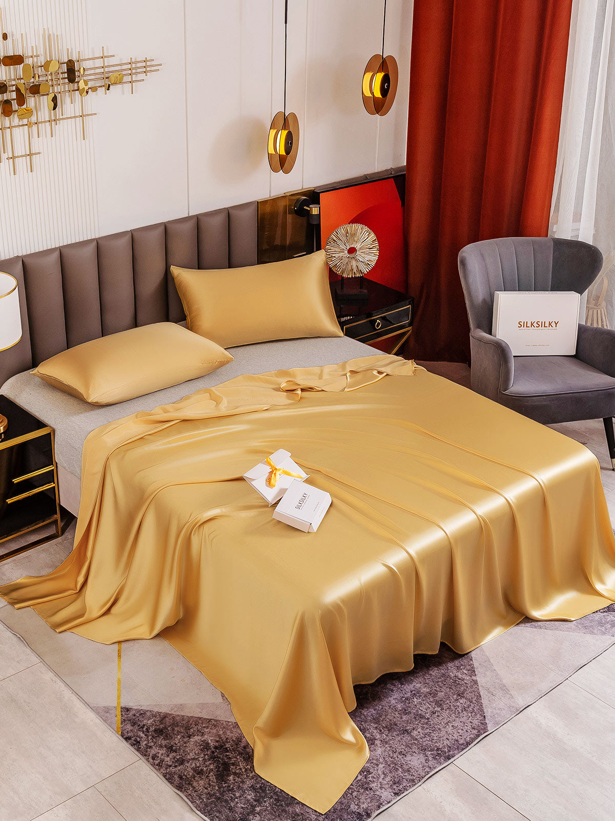 [Champagne] SilkSilky-UK 19Momme Pure Silk Sheet 001