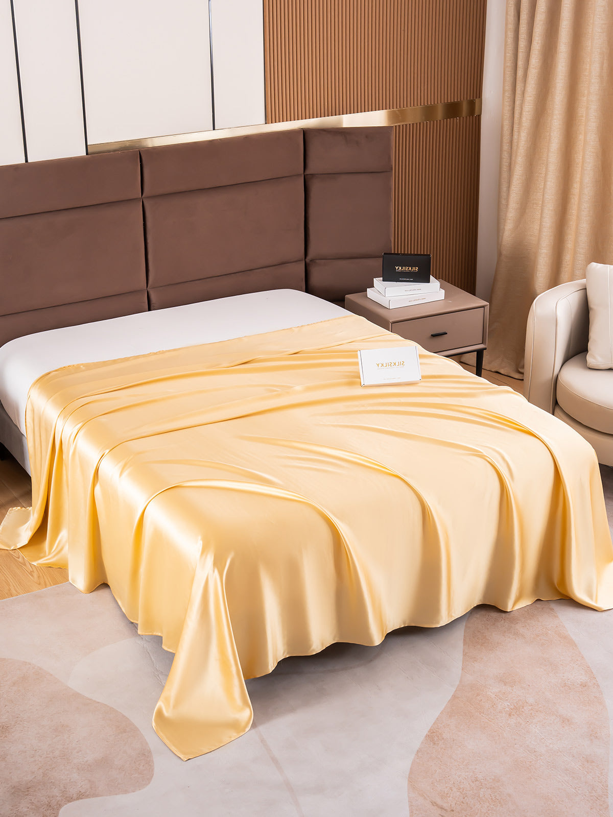 [Champagne] SilkSilky-UK 19Momme Pure Silk Sheet 002