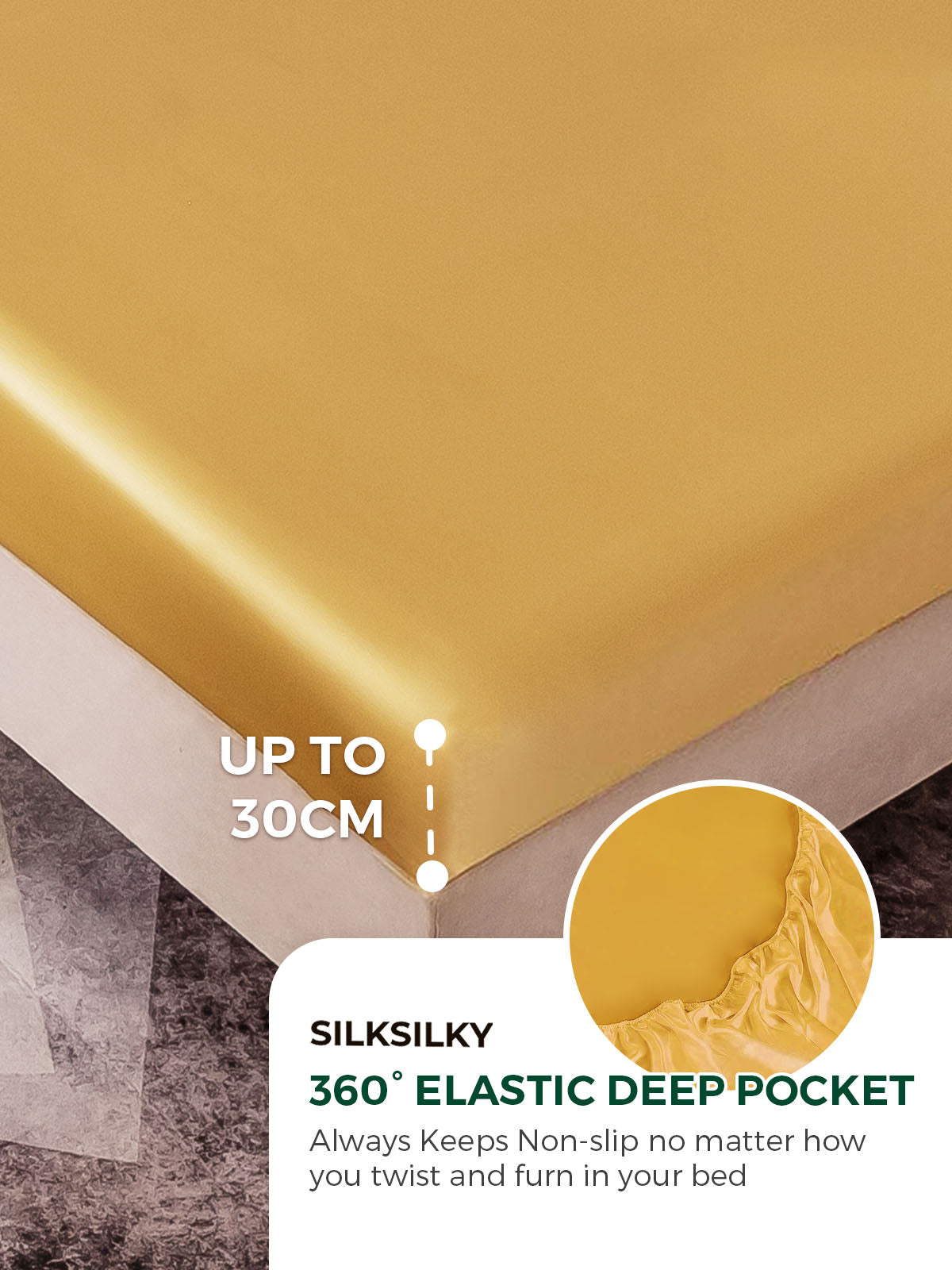 [Champagne] SilkSilky-UK 19Momme Pure Silk Sheet 004