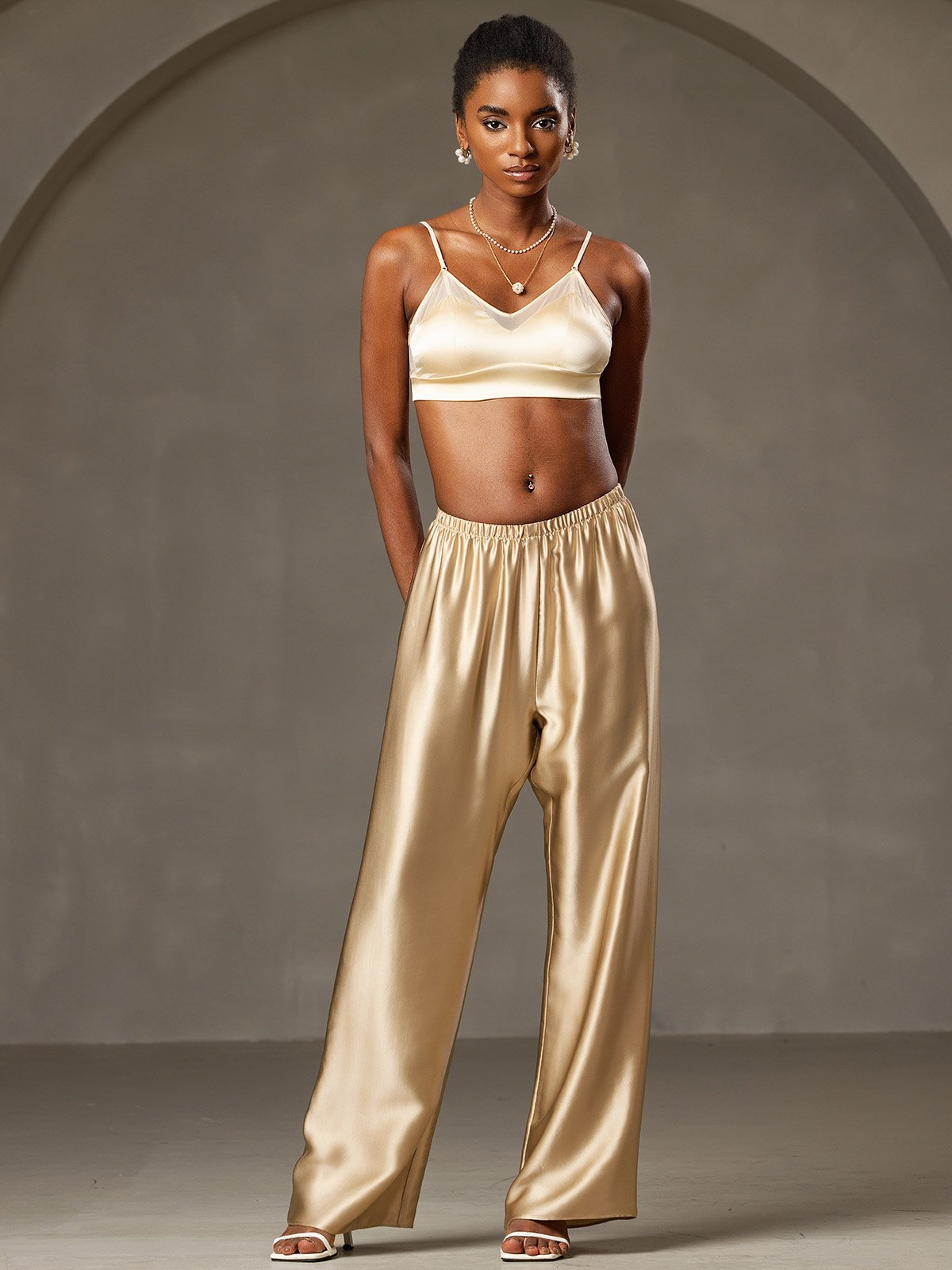 [Champagne] SilkSilky-UK 19Momme Silk Womens Pants 003