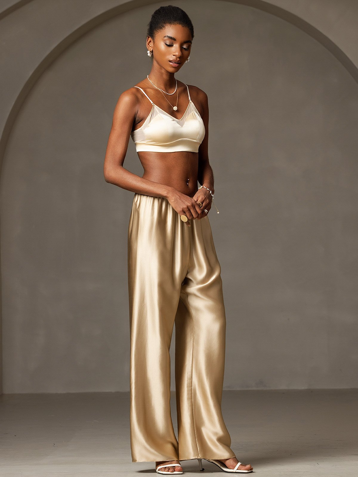 [Champagne] SilkSilky-UK 19Momme Silk Womens Pants 005