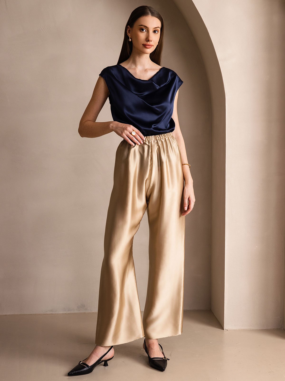 [Champagne] SilkSilky-UK 19Momme Silk Womens Pants 007