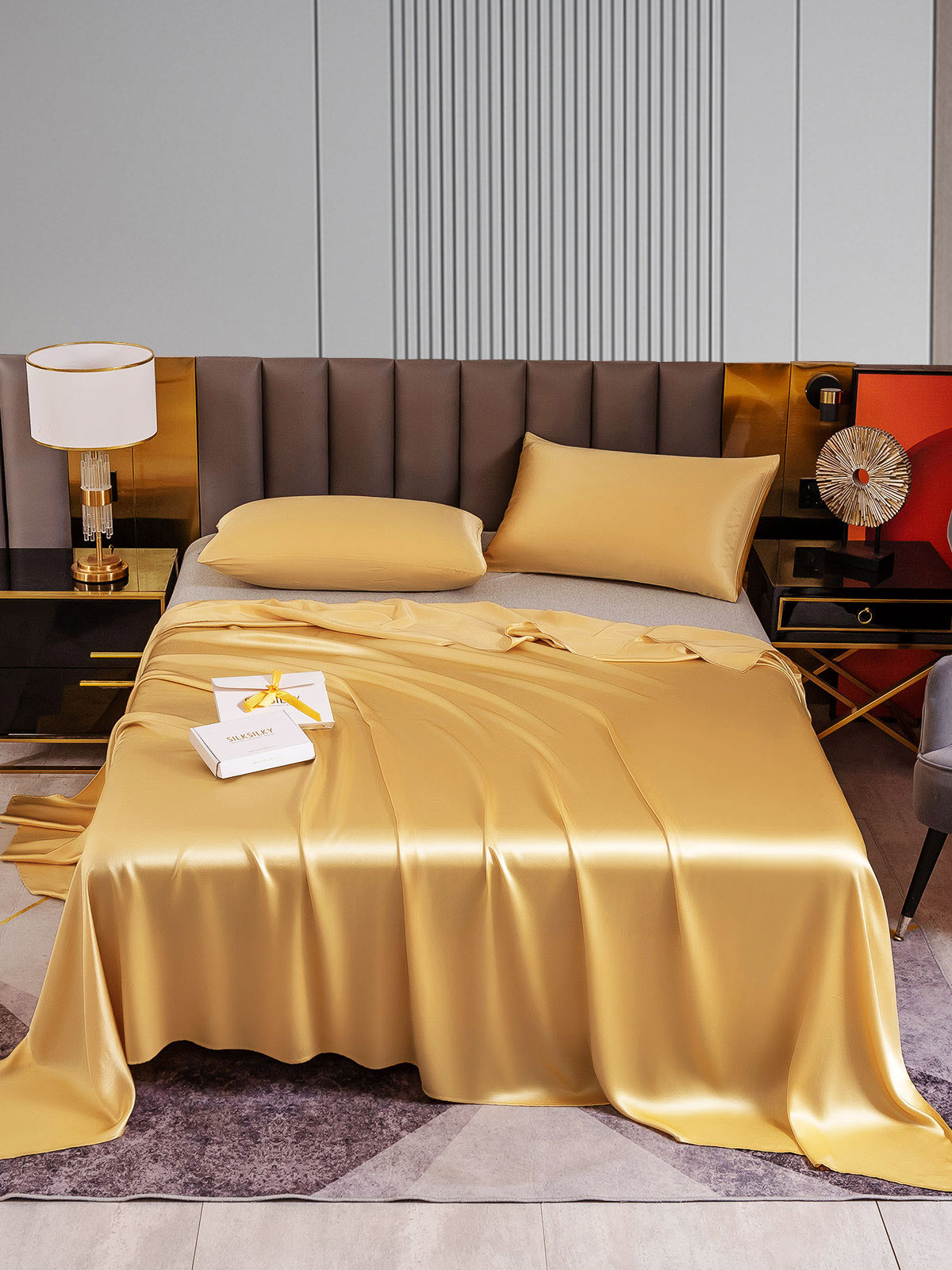 [Champagne] SilkSilky-UK 22Momme Pure Silk Bedding Set 001