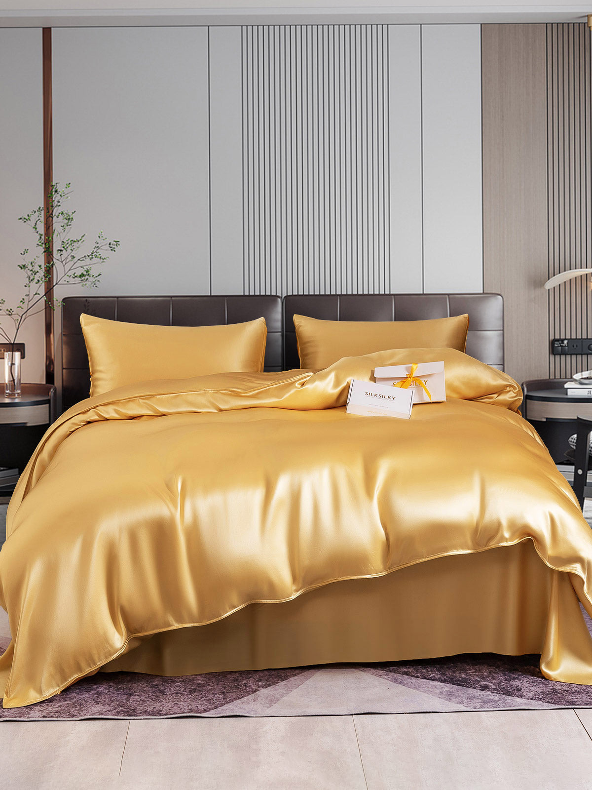 [Champagne] SilkSilky-UK 22Momme Pure Silk Bedding Set 001