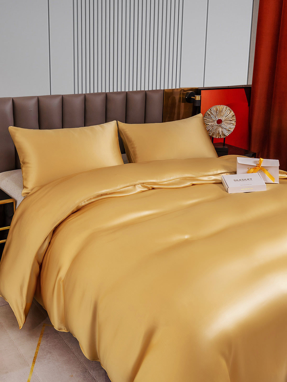 [Champagne] SilkSilky-UK 22Momme Pure Silk Bedding Set 004