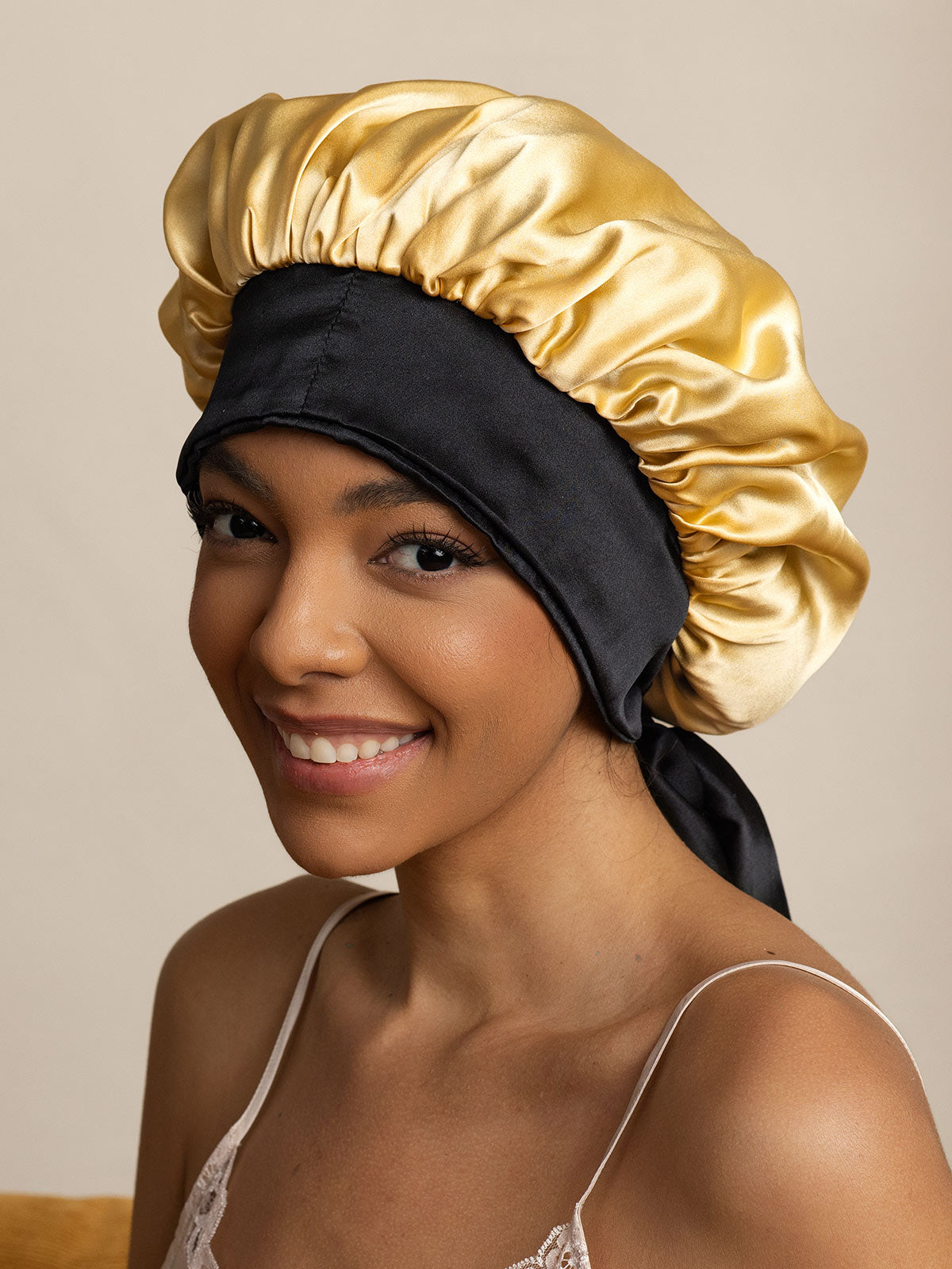 [Champagne] SilkSilky-UK Pure Silk Sleep Cap 001
