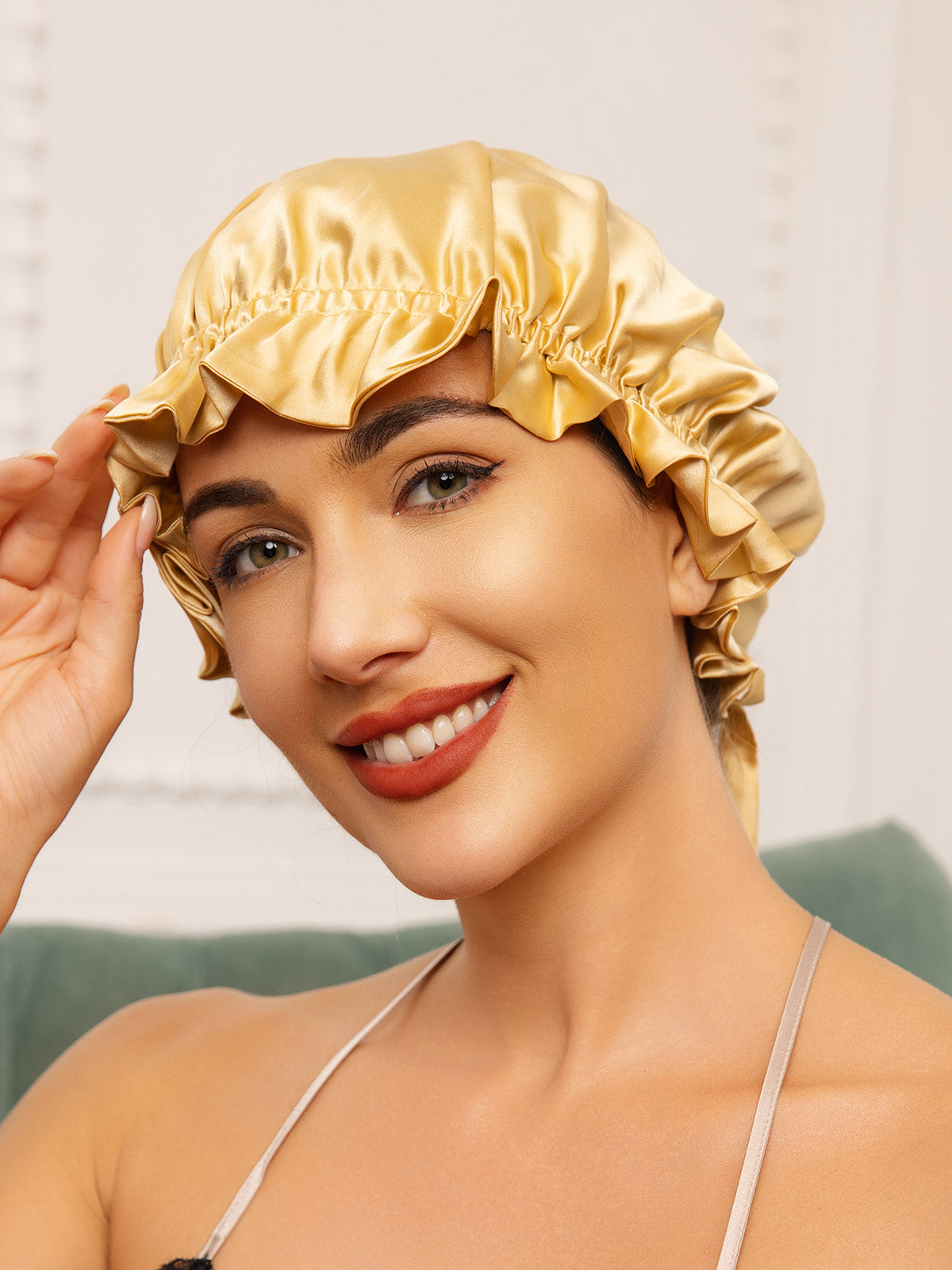 [Champagne] SilkSilky-UK Pure Silk Sleep Cap 002